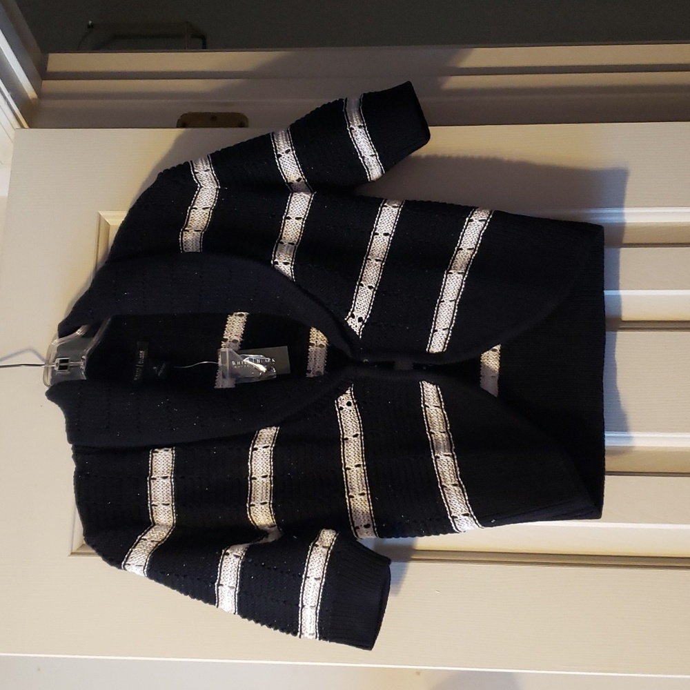 NWT WHBM Black and White Short Sleeve Sweater Size Small